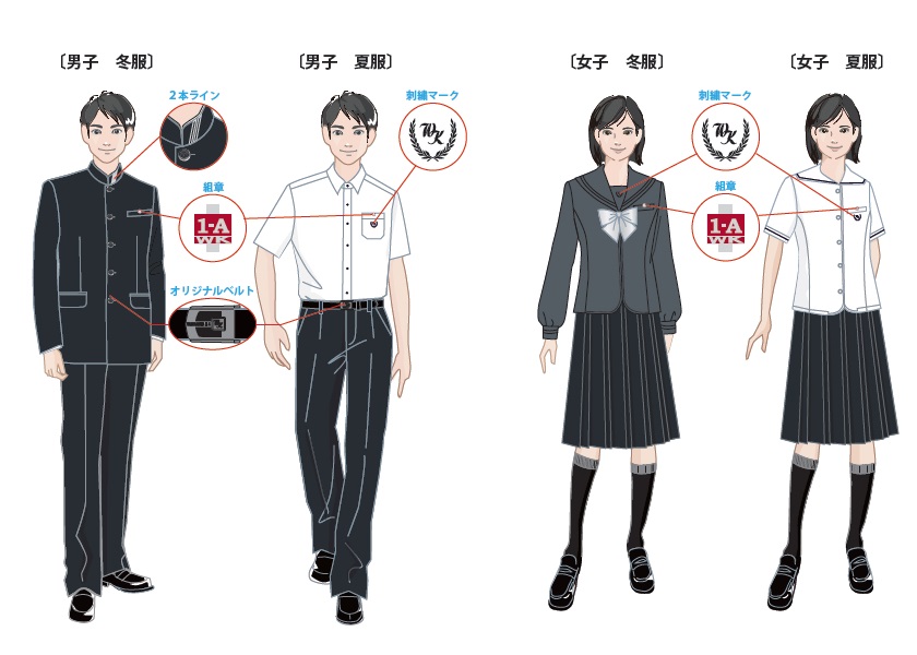 和歌山県立和歌山北高等学校西校舎介紹 Uniform Map 制服地圖