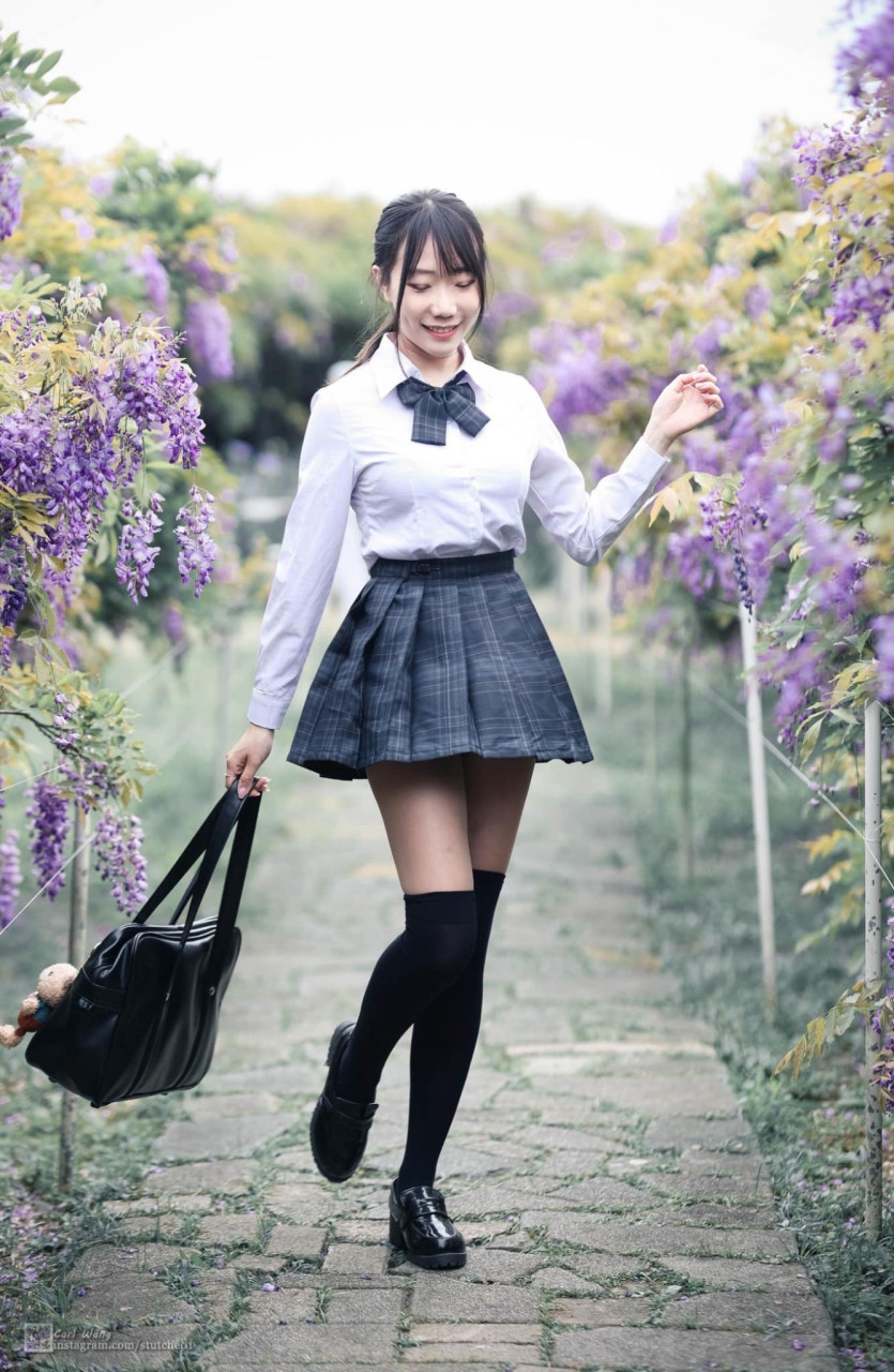紫藤花制服少女